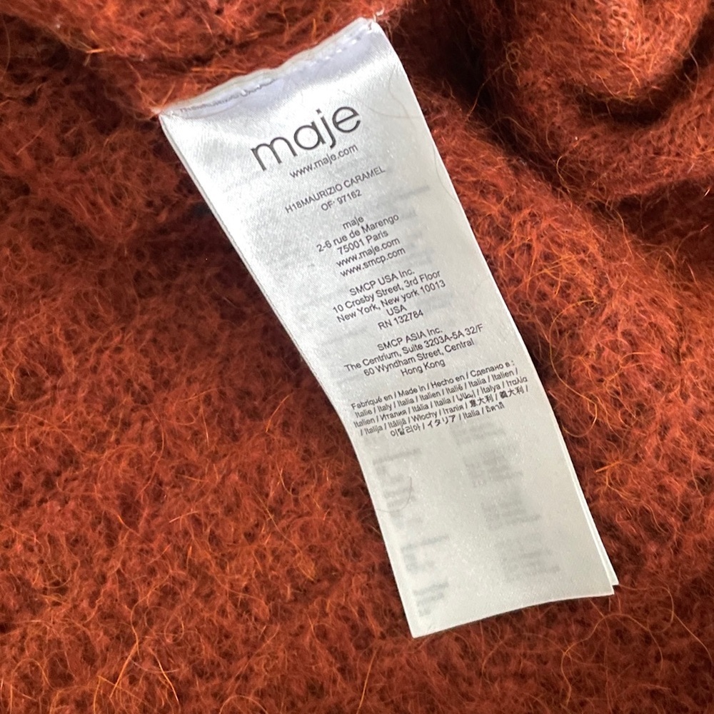 Maje Rust Open-Front Ribbed Knit Cardigan - Picture 11 of 13